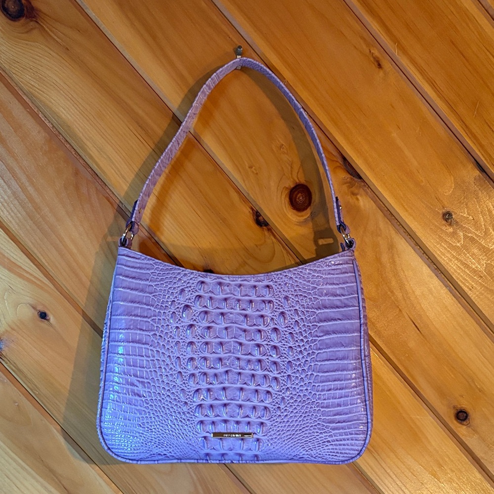 Brahmin Noelle Lavender Croc-Embossed Shoulder Bag